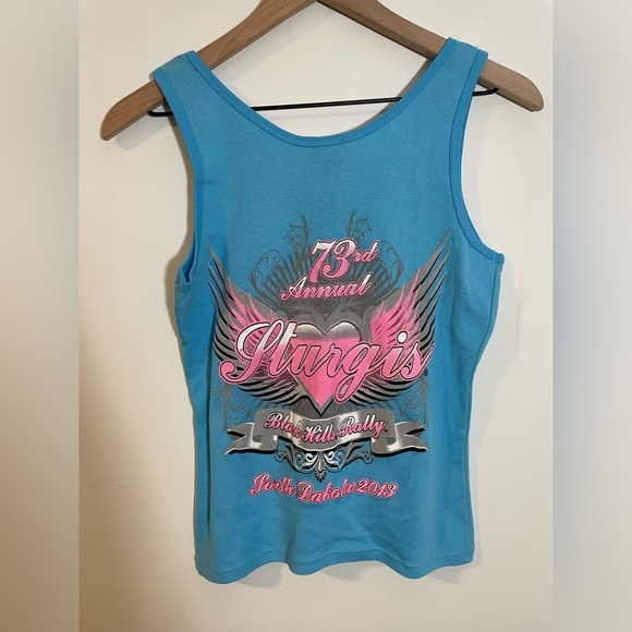 NWT Sturgis Black Hills Rally 73rd Annual Motorcycle Ride 2013 Sz Small Lt Blue - Picture 5 of 11